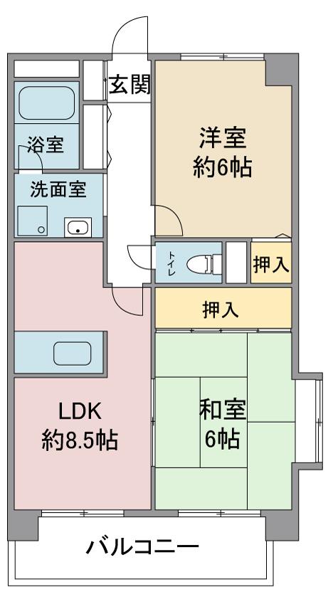グランドメゾン黒川(2LDK/2階)の間取り写真
