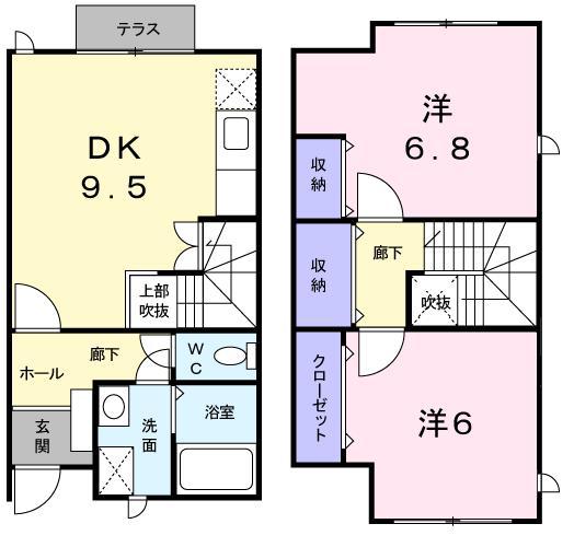 ボンヌシャンツN II(2DK/1階)の間取り写真