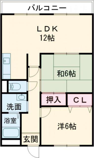 峠ハイツ(2LDK/1階)の間取り写真