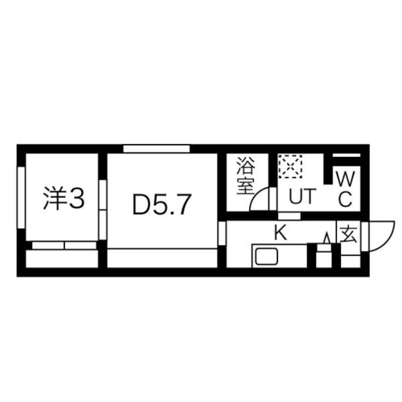 メニーズコート南郷13ST(1DK/2階)の間取り写真