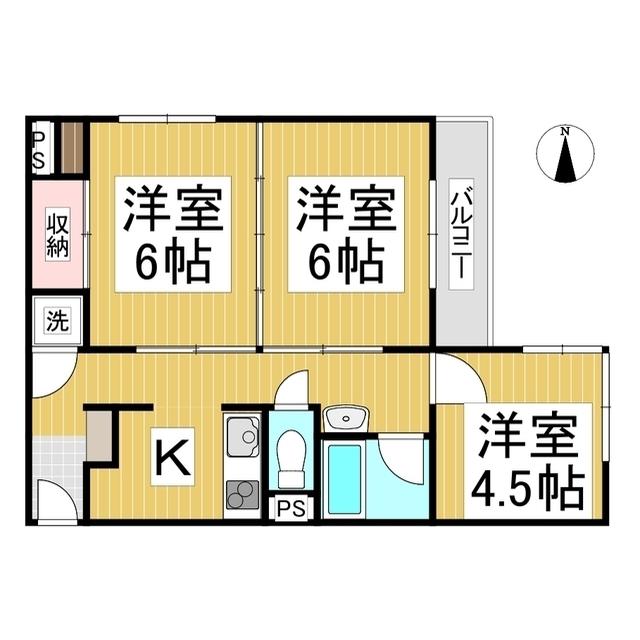 コーポ内津(3K/2階)の間取り写真