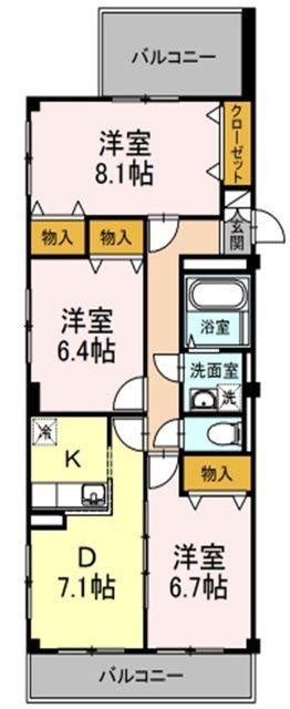 トリアード(3DK/3階)の間取り写真