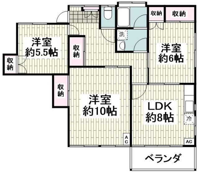 ローズハイツ(3LDK/1階)の間取り写真