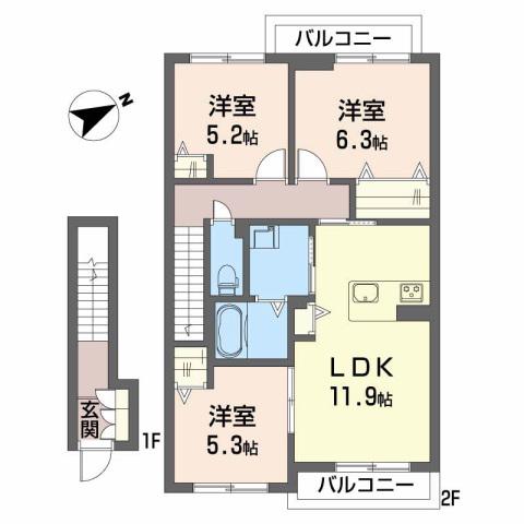 SERENA GARDEN(3LDK/2階)の間取り写真