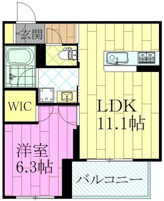 デルフィ淕番館(1LDK/2階)の間取り写真