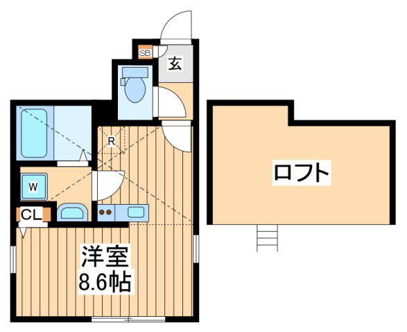 ＪＲ南武線 川崎新町駅 徒歩6分 2階建 築5年(ワンルーム/1階)の間取り写真