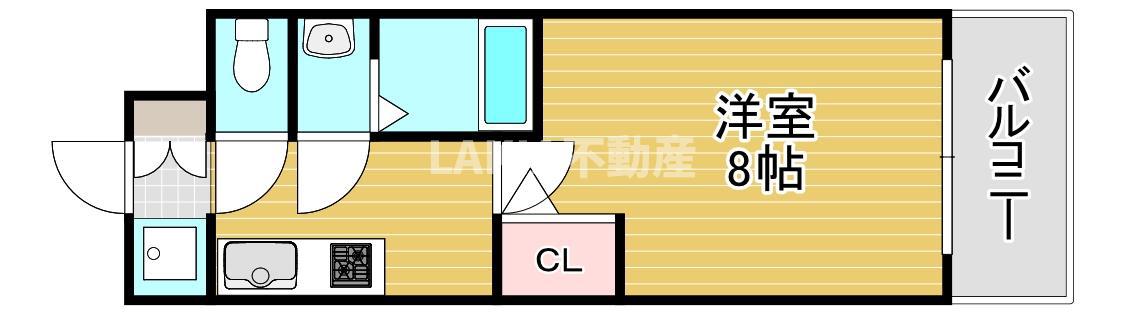 クリスタルグランツ都島本通(1K/4階)の間取り写真