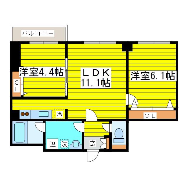 ルラシオン北7条(2LDK/8階)の間取り写真