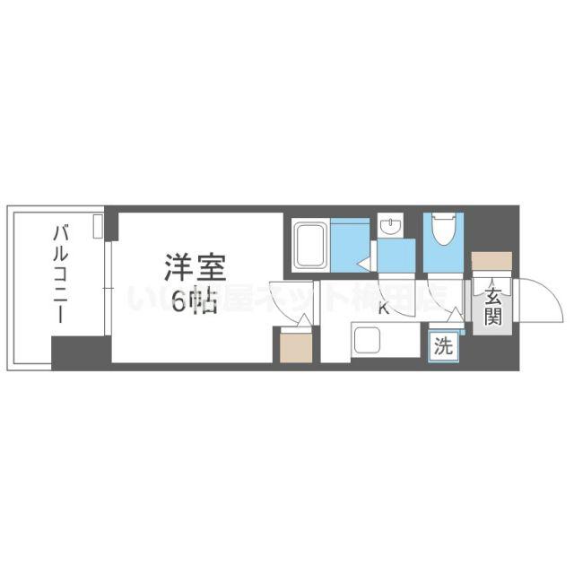 エスリード大阪エヴォルツ(1K/2階)の間取り写真