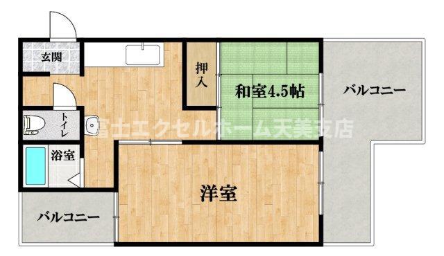 バッハレジデンス深井(2LDK/6階)の間取り写真