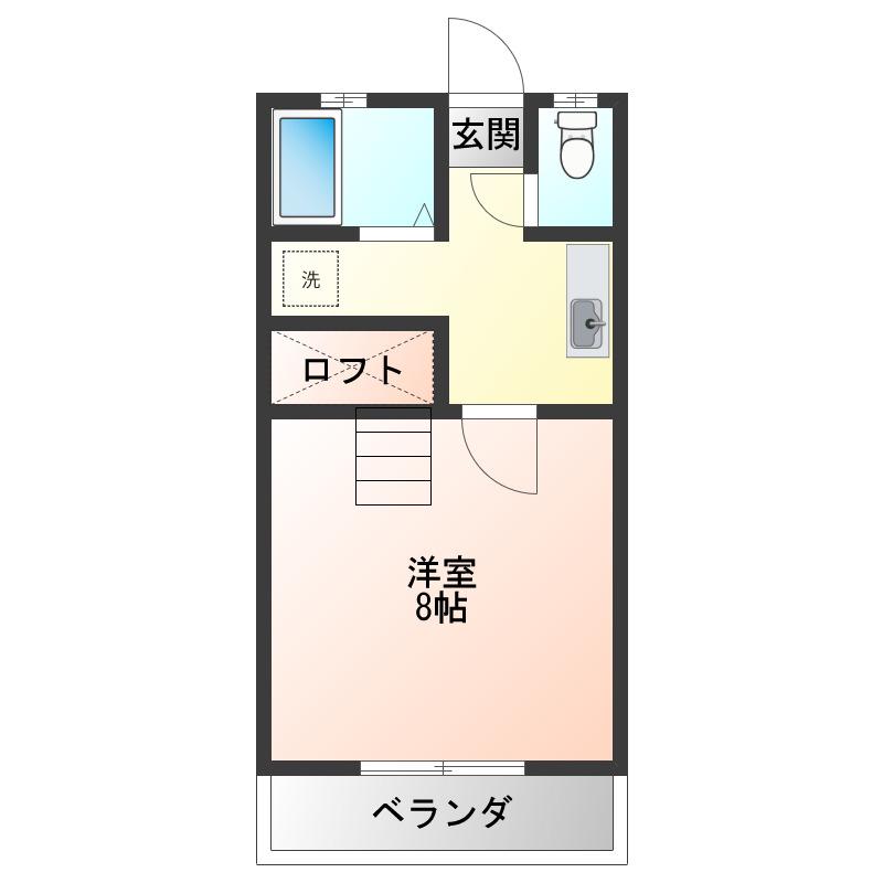 2000パレドール(1K/2階)の間取り写真