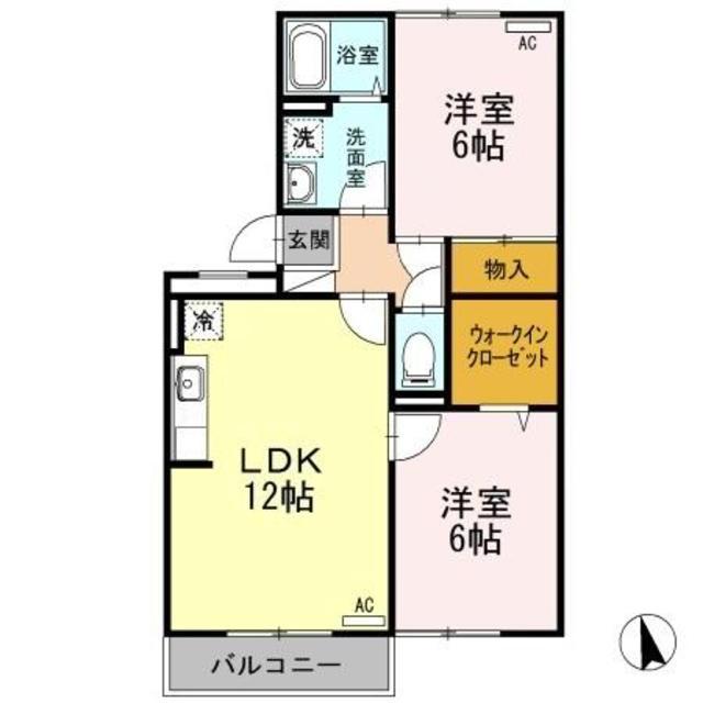 セブンワンテンC棟(2LDK/2階)の間取り写真