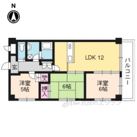サウスビン(3LDK/3階)の間取り写真