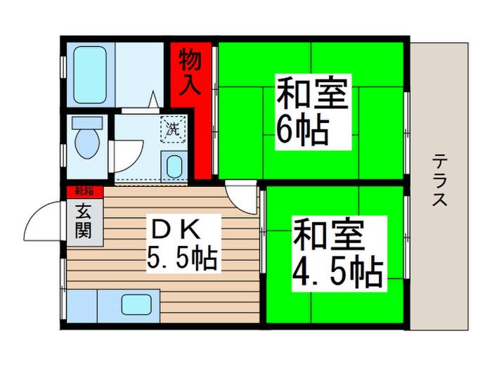 グリーンヒル21(2DK/1階)の間取り写真