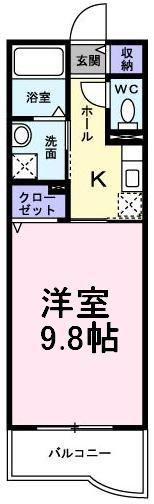 ジェルメ 東所沢(1K/4階)の間取り写真