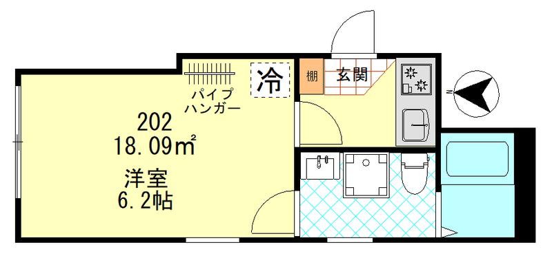 ベルフラッツ東武練馬(1K/2階)の間取り写真
