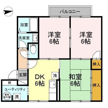 TRICOSAサイトウ(3DK/2階)の間取り写真
