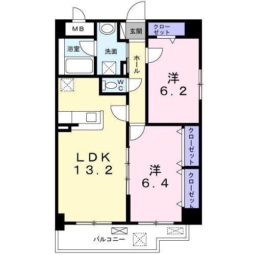 エフ レジデンス(2LDK/1階)の間取り写真