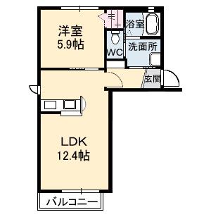 フェリスタージュF(1LDK/1階)の間取り写真
