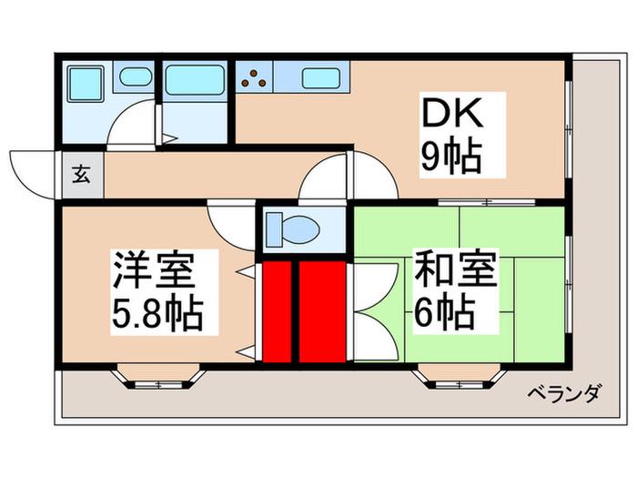 エクセル北篠(2DK/3階)の間取り写真