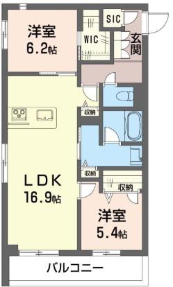 アーベイン武蔵浦和(2LDK/2階)の間取り写真