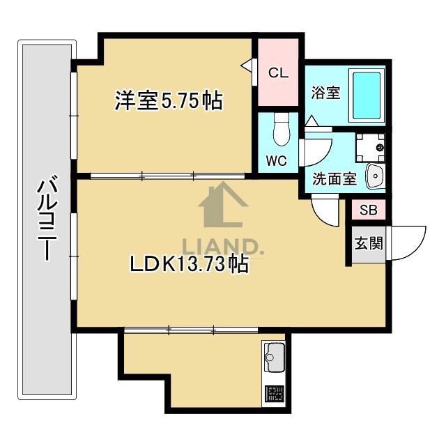 マルコビル平尾(1LDK/5階)の間取り写真
