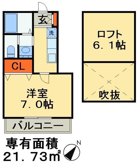 クリーク幕張(1K/2階)の間取り写真