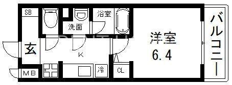 グランパシフィック巽中(1K/4階)の間取り写真