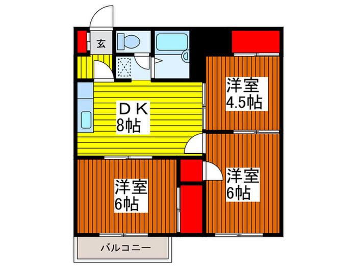 メゾンブランシェ川口(3DK/1階)の間取り写真