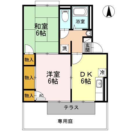 ファームハイツ MII(1LDK/1階)の間取り写真
