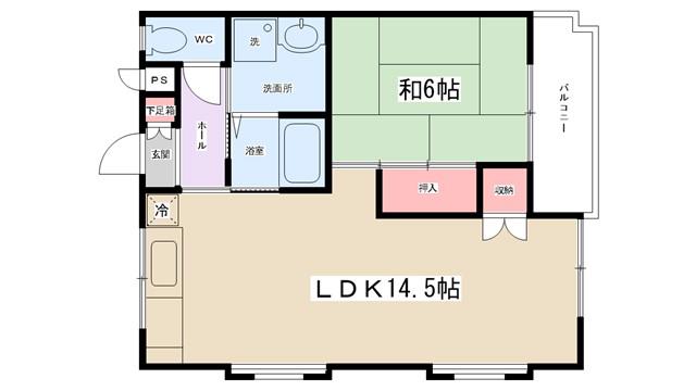 林ハイツ(1LDK/1階)の間取り写真