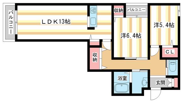 PRINCESS COURT(2LDK/2階)の間取り写真