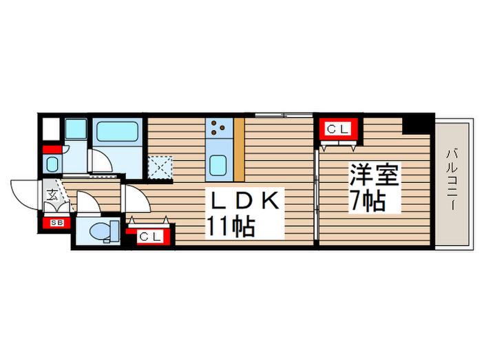 ライトテラス押上(1LDK/7階)の間取り写真