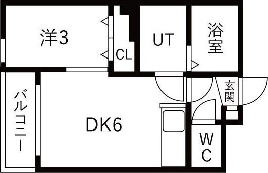 アベリアハイムあいの里(1DK/2階)の間取り写真