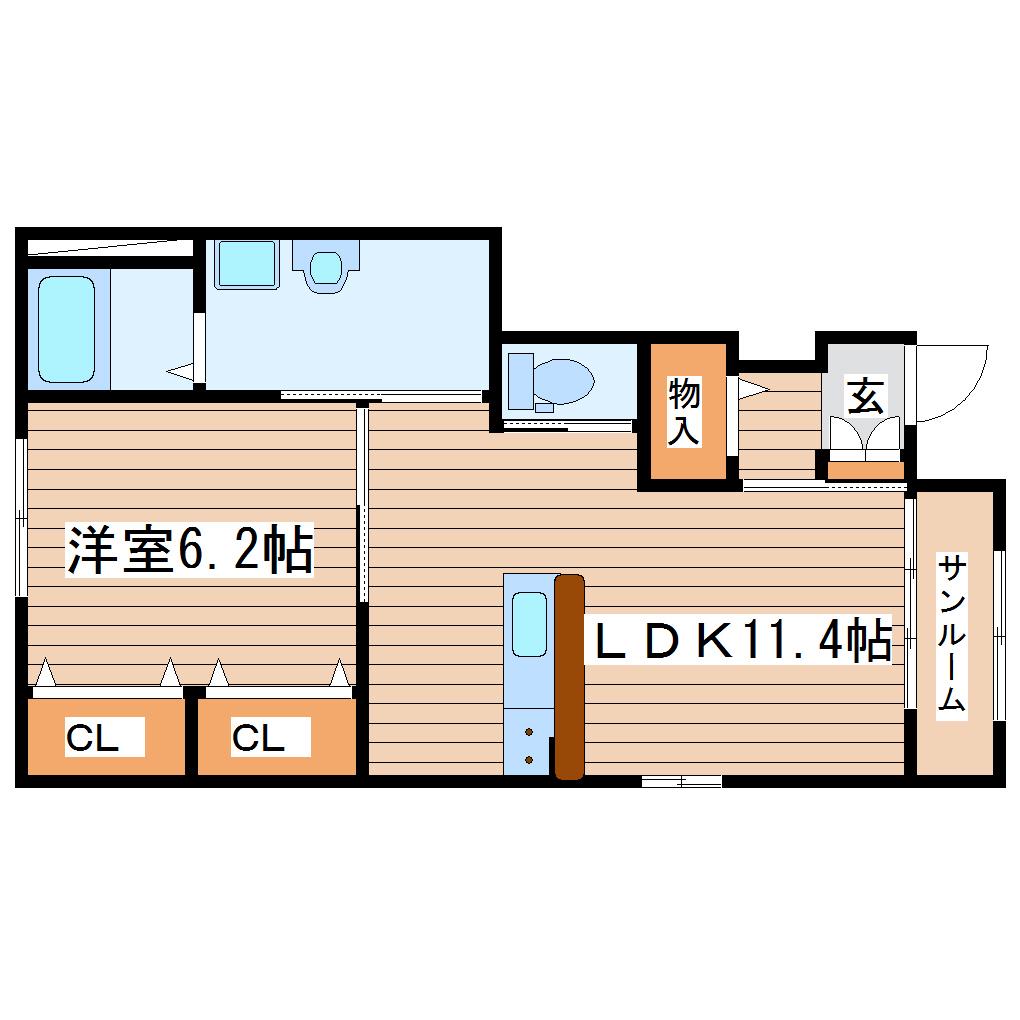 MAISON柊(1LDK/1階)の間取り写真