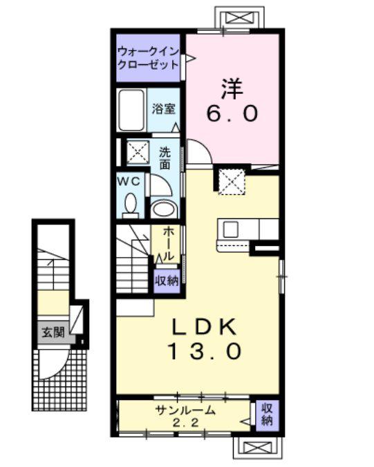 グランライト B(1LDK/2階)の間取り写真