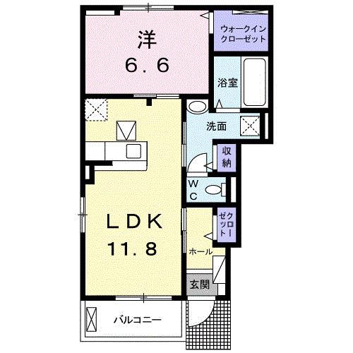 ローズコリーヌA(1LDK/1階)の間取り写真