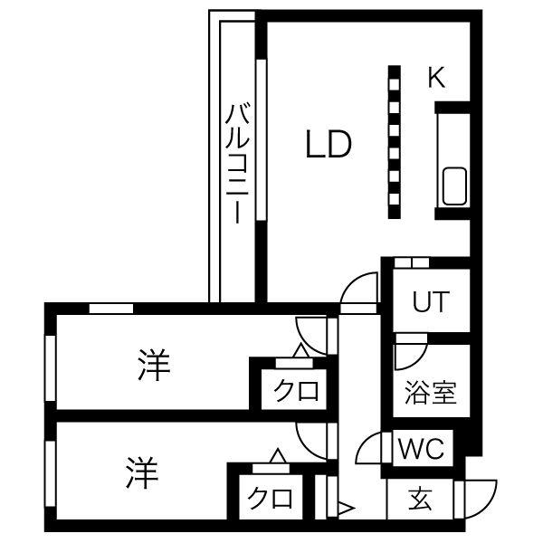AMS伏見(2LDK/2階)の間取り写真