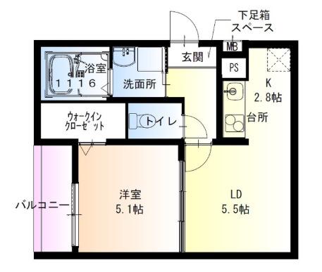フジパレス羽衣II番館(1LDK/1階)の間取り写真