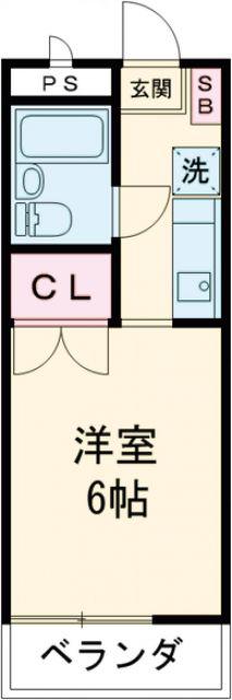 シャトー霞台(ワンルーム/1階)の間取り写真