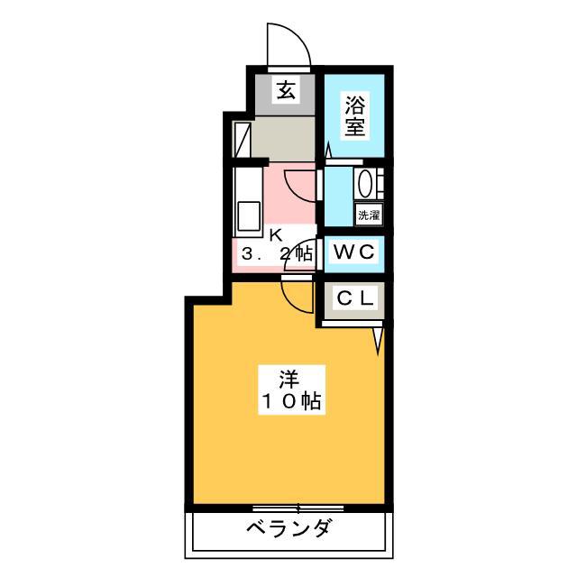 メープルリーフ(1K/1階)の間取り写真