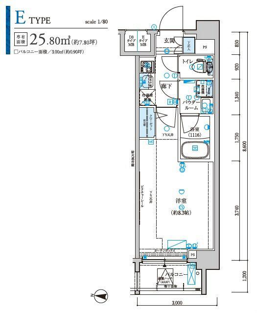メインステージ森下駅前(1K/5階)の間取り写真