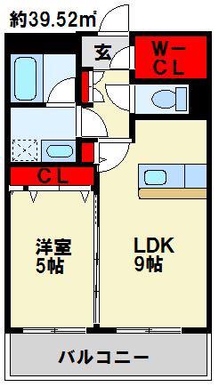 LEON篠崎B棟(1LDK/2階)の間取り写真