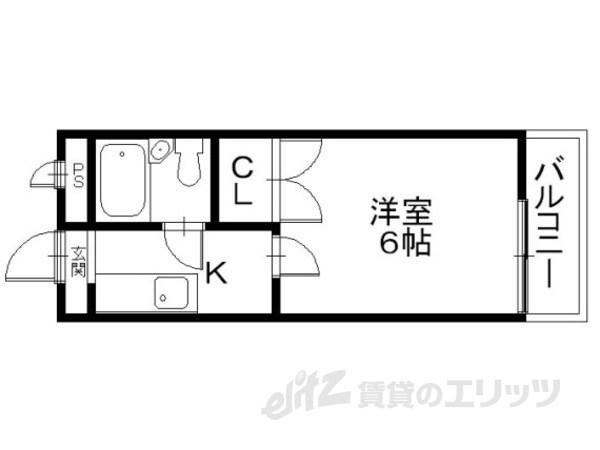 リバティー佐和山(1K/2階)の間取り写真