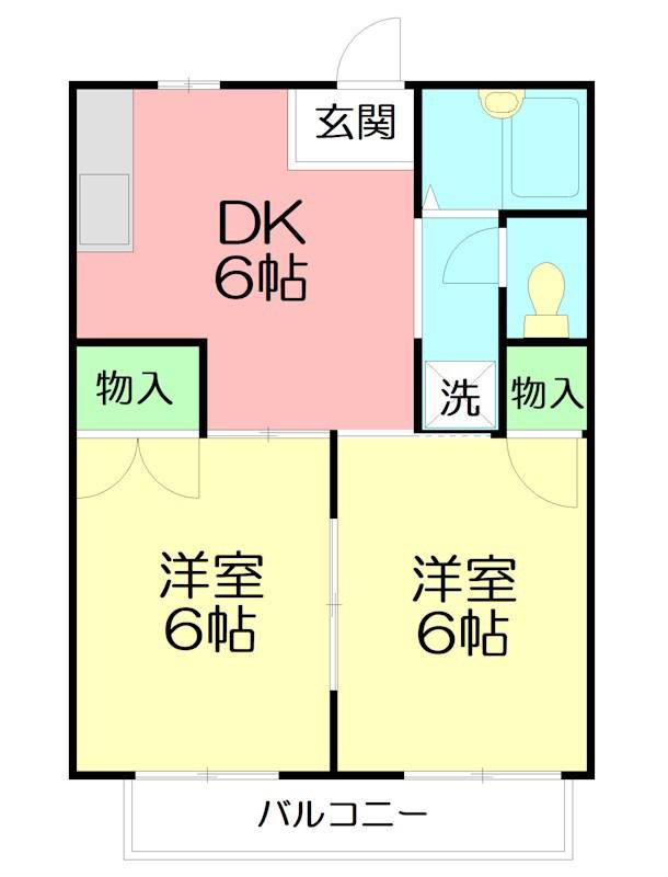 コートナカノ(2DK/2階)の間取り写真