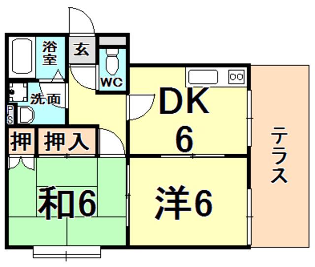 ハピネス浦風1(2DK/1階)の間取り写真