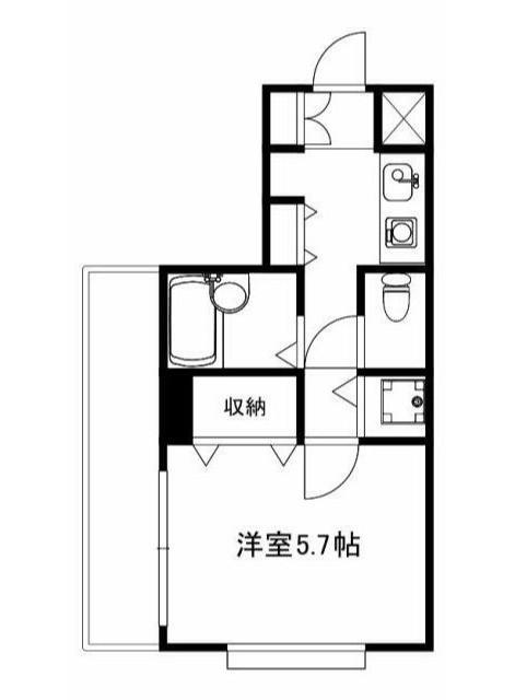 東武東上線 ときわ台駅(東京) 徒歩4分 5階建 築25年(1K/2階)の間取り写真