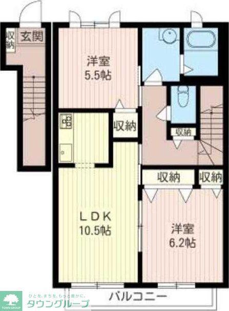 グレースシャトー(2LDK/2階)の間取り写真