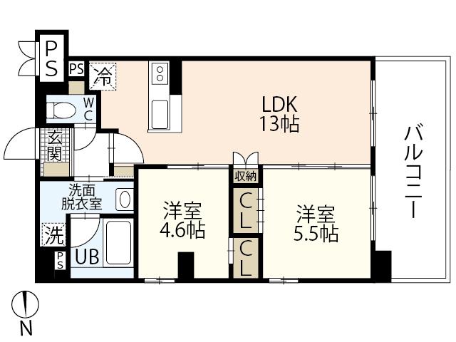 PLACIDO宇品(2LDK/11階)の間取り写真