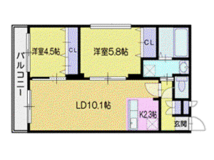 TOMISIA(2LDK/2階)の間取り写真